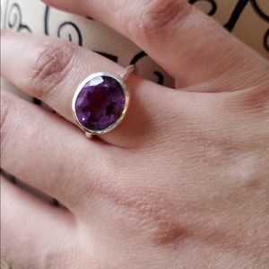 Genuine amethyst sterling silver ring, size 5